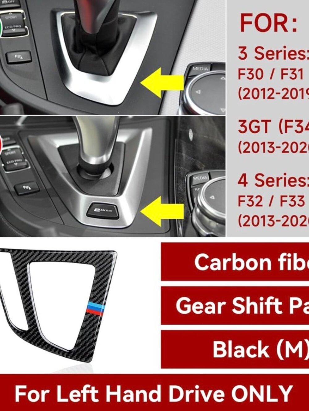 Car Gear Shift Panel Trim Carbon Fiber Decal Center Console Sticker fits for BMW - Picture 4 of 8